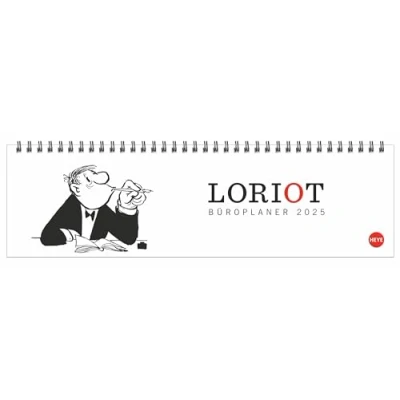 Abbildung von Loriot Büroplaner 2025: Humorvoller Tischkalender für mehr Organisation am Arbeitsplatz. Tischquerkalender mit Spiralbindung. Witziger Kalender den Schreibtisch. 32x9 cm (Tisch Querplaner Heye)