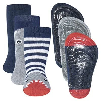 Abbildung von Ewers Stopper HAI 3 PACK Socken für Kinder, Größe: 18 19, Blau