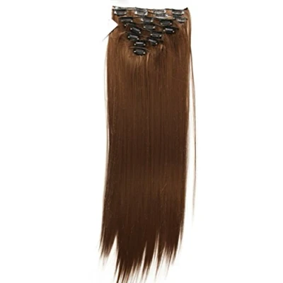 Abbildung von CAISHA XL 60cm 7 Teile Set CLIP IN EXTENSIONS Jenny Haarverdichtung Haarverlängerung Glatt Mittelbraun CE12