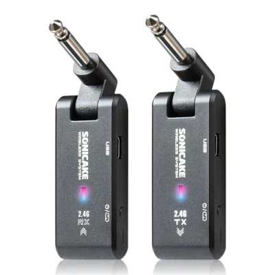 Abbildung von SONICAKE 2.4GHz drahtloses Gitarrensystem 6 Kanäle wiederaufladbar Audio Gitarre Bass drahtloser Sender Empfänger für elektrische Instrumente