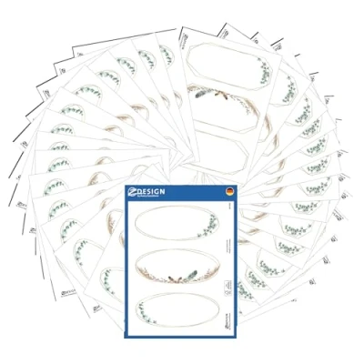 Abbildung von AVERY Zweckform Set Etiketten selbstklebend 90 Stück (46x106mm, Aufkleber Marmeladenglas, Einmachen, Haushaltsetiketten, Produktaufkleber in cremeweißer Strukturoptik, handbeschriftbar) Art. 51042