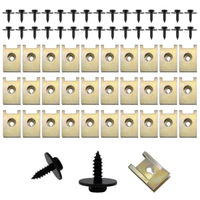 Abbildung von Vordpe 60 Stück Schraube Mutter Clip Kit, Kohlenstoffstahl Blechmutter, Karosserie Clips, Schrauben mit Dichtung, Blechschrauben für Radlauf Abdeckung, Unterboden Fender