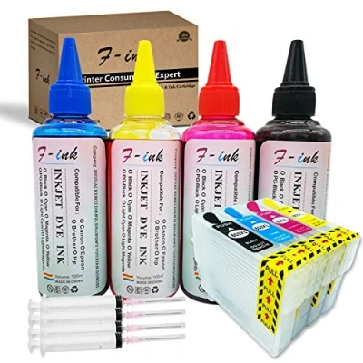 Abbildung von F ink Ersatz Tintenpatronen für 603 oder 603XL Tintenpatronen, 4 Stück nachfüllbare und Flaschen Tinte