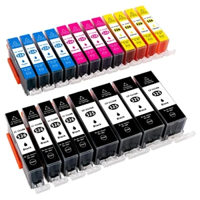 Abbildung von ESMONLINE 20 komp. Druckerpatronen als Ersatz zu Canon PGI 525 / CLI 526 für Pixma iP4850 iP4950 iX6550 MX715 MX885 MX895 MG5100 MG5150 MG5200 MG5250 MG5300 MG5350 MG6150 MG6250 MG8150 MG8250