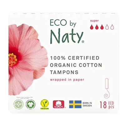 Abbildung von Eco von Naty Tampons Super, 18 Tampons. Pflanzlich, Vegan, 100% Bio Baumwolle