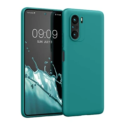 Abbildung von kwmobile Hülle kompatibel mit Xiaomi Mi 11i / Poco F3 weiches TPU Silikon Case Cover geeignet für kabelloses Laden Petrol matt