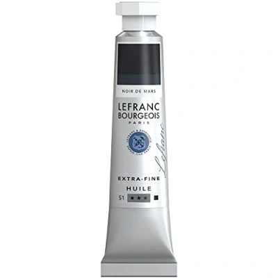 Abbildung von Lefranc Bourgeois 405021 extra feine Ölfarbe in Künstlerqualität aus hochwertigen Pigmenten, lebendige Farben, hohe Lichtechtheit, 20ml Tube Marsschwarz