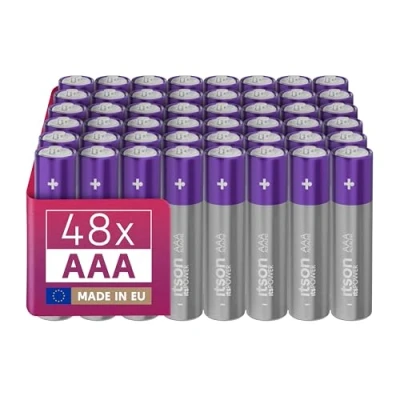 Abbildung von ITSON, Batterien AAA, 48 Stück, 1.5V, Alkaline Batterien, für Uhren, Taschenlampen, Fernbedienungen, umweltfreundliche Verpackung 95% recycelt