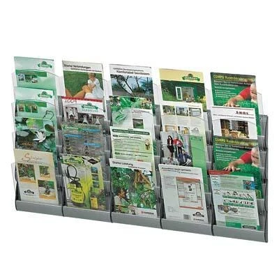 Abbildung von PAPERFLOW Integral Wandprospekthalter A5 20 Fach silber, transparent