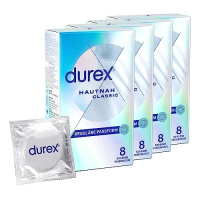 Abbildung von Durex Hautnah Classic Kondome 32 Hauchzarte für intensives Empfinden und innige Zweisamkeit 4 x 8 Stück