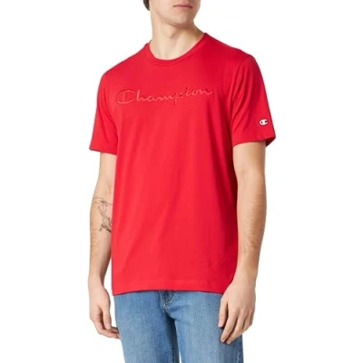 Abbildung von Champion Herren Legacy Icons Tonal Logo S/S Crewneck T Shirt, Karminrot, Medium