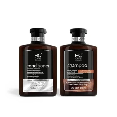 Abbildung von HC Care Shampoo und Haarspülung Haarpflege Lotion Set 340 ml + (Brasilianisches föhn getrocknetes Haar)