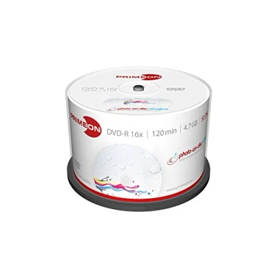 Abbildung von PRIMEON DVD R 4.7GB/120Min/16x Cakebox, photo on disc ultragloss, Water resistant, Inkjet Full Size Printable Surface (50 Disc)