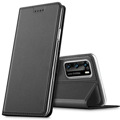 Abbildung von Verco Handyhülle für Huawei P40, Premium Handy Flip Cover P40 Hülle [integr. Magnet] Book Case PU Leder Tasche, Schwarz