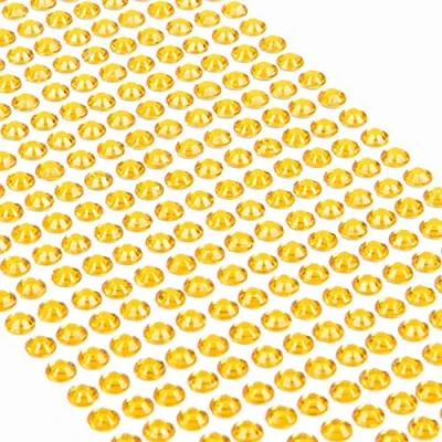 Abbildung von Movoja Gelbe Strasssteine runde Glitzersteine 504 Stück 6 mm selbstklebend zum Verzieren und Basteln Schmucksteine aufkleben Steinchen Dekosteine Bastelsteine Gelb Gold