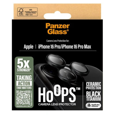 Abbildung von Apple iPhone 16 Pro Panzerglas PanzerGlass Hoops Ceramic Lens Protector Kameraprotektor für das / Max