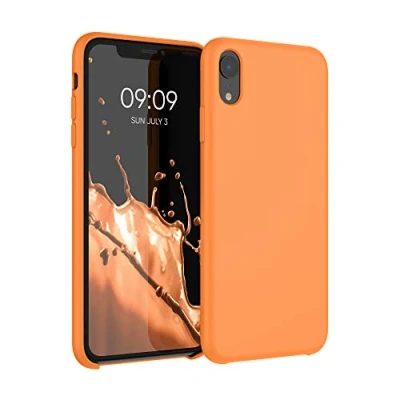 Abbildung von kwmobile Hülle kompatibel mit Apple iPhone XR Silikon Handy Case Handyhülle weiche Oberfläche kabelloses Laden Fruity Orange