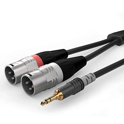 Abbildung von Sommer Cable Basic 3m 3,5mm Mini Klinke auf 2x XLR Stecker (L+R) Adapterkabel Instrumentenkabel 3 pol Hicon Connectors HBA 3SM2 0300
