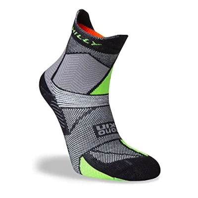 Abbildung von Hilly Unisex Marathon Fresh Anklet Med Cushioning Laufsocke, Schwarz/Grau/Limettengrün, M