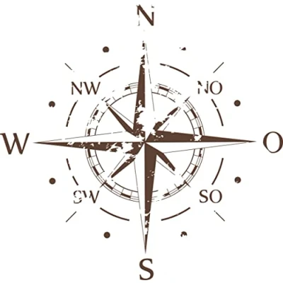 Abbildung von INDIGOS Wandtattoo Kompass Himmelsrichtungen Windrose Marine 80x80 cm Nougatbraun Dekoration Wandaufkleber für Wohnzimmer Kinderzimmer Büro Schule Firma