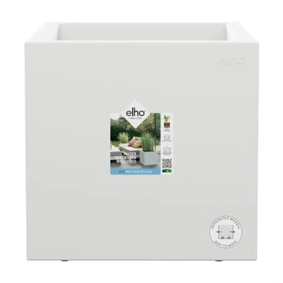 Abbildung von elho Vivo Next Quadrat 30 Blumenkasten für Innen &amp; Außen 100% Recyceltem Plastik L 29.5 x H cm Weiß/Weiss
