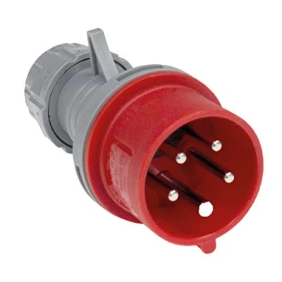 Abbildung von as Schwabe CEE Phasenwendestecker 400V/16A/5 polig Starkstrom Stecker mit Schraubkontakt für Leistungsanschluss Stromstecker Schlagfest Spritzwassergeschützt IP44 Rot/Grau, 60460