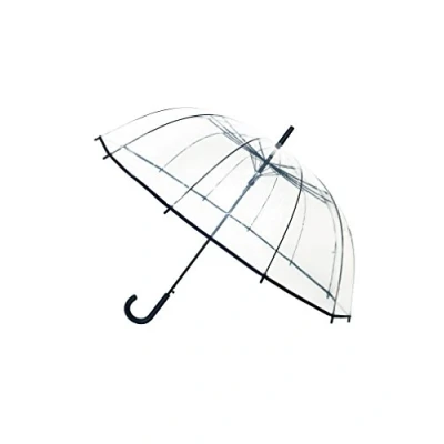 Abbildung von SMATI Großer langer Regenschirm Transparent Windbeständig; 12 Stäbchen; Durchmesser=102cm; Automatische Öffnung; Gemischter Regenschirm; Farbe SCHWARZ umrandet.