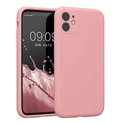 Abbildung von kwmobile Handyhülle kompatibel mit Apple iPhone 11 Hülle gummierte Handy Case aus Silikon in Hellrosa