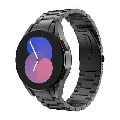 Abbildung von MoKo Metall Armband Kompatibel mit Samsung Galaxy Watch 7 FE 6 5 4 40mm 44mm/Watch Classic 43mm 47mm/Watch Pro 45mm/4 42mm 46mm, Edelstahl Ersatzarmband Uhrenarmband, Schwarz