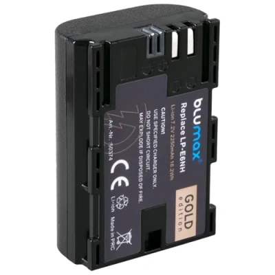 Abbildung von Blumax Gold Akku kompatibel mit Canon LP E6NH (2250mAh) Infochip NTC Sensor &amp; V1 Gehäuse EOS R RA R6 MarkII R5 R5c R7