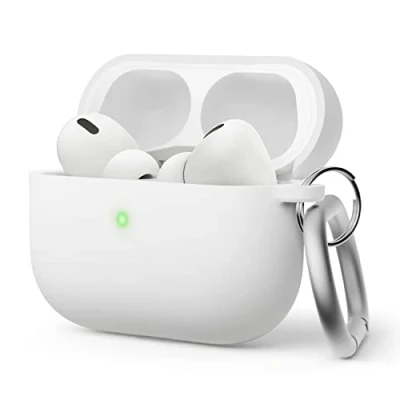 Abbildung von elago Hybrid Schutzhülle aus Silikon, kompatibel mit Apple AirPods Pro 2. Generation Case, Dreischichtige Struktur: Voller Schutz, sichtbar vor LED, unterstützt Kabelloses Aufladen