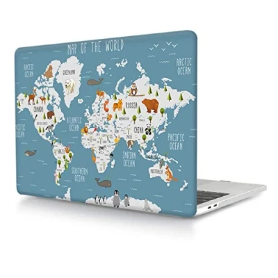 Abbildung von Hülle Case Kompatibel mit MacBook Air 13 Zoll 2017 2016 2015 2014 2013 2012 2011 2010 Freisetzung A1466 A1369, Ultradünne Plastik Hartschale Schutzhülle, Weltkarte