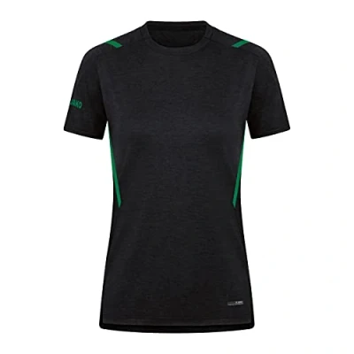Abbildung von JAKO Damen T Shirt Challenge, Schwarz Meliert/Sportgrün, 36