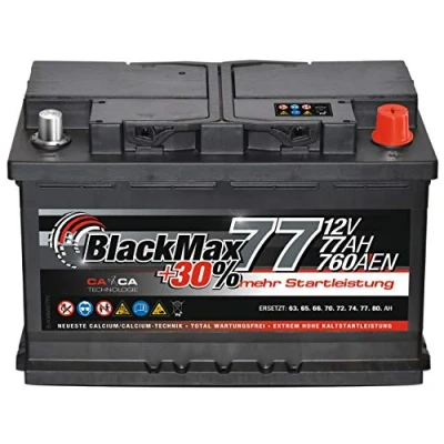 Abbildung von BlackMax Autobatterie 12V 77Ah 760A/EN Starterbatterie ersetzt 68Ah 70Ah 72Ah 74Ah 75Ah, kompatibel mit PKW