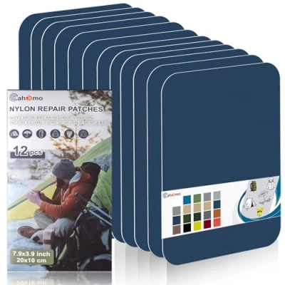 Abbildung von Nylon Reparatur Patches, Cahomo 12 Stück 20 X 10 cm Selbstklebender Wasserdichte Patch, Flicken Selbstklebend, für Jacken, Zelte, Oberbekleidung Dunkelblau