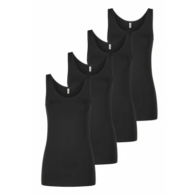 Abbildung von ONLY Tank Top Damen Baumwolle Stretch Slim Fit Onllive LUV 4er Pack Set Basic Shirt Rundhals Trägershirt Ärmellos Oberteile Einfarbig, Größe:S, Farbe:Pack 1