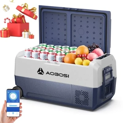 Abbildung von AAOBOSI Kompressor Kühlbox 36 L, Auto Mit WiFi APP Steuerung, 12/24 V und 100 240 Elektrisch, bis 20 C für Auto, LKW, Boot, Reisemobil, Camping, Einzelne Zone