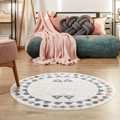 Abbildung von Hochflor Teppich Focus 3034, Carpet City, rund, Höhe: 20 mm, Boho mit Bordüre, besonders weich, 3D Effekt