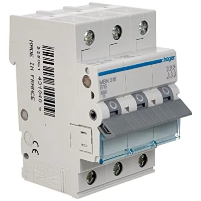 Abbildung von Hager MBN316 Leitungsschutzschalter 3 polig 6kA B Charakteristik 16A Module (4)