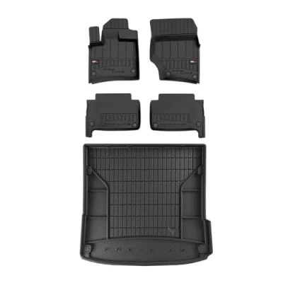 Abbildung von OMAC Fußmatten &amp; Kofferraumwanne Set kompatibel mit Audi Q7 2006 2015 Gummi TPE Schwarz 5X