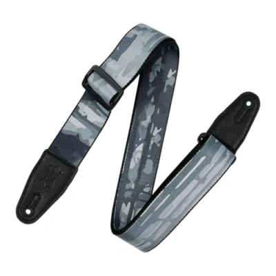 Abbildung von Levy&#039;s Leathers MPD2 109 Gitarrengurt aus Polyester, 5,1 cm breit, graues abstraktes Baummotiv