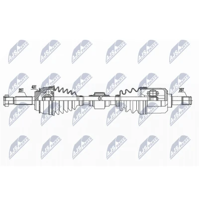 Abbildung von NTY NPW MS 071 Antriebswelle Vorderachse links 615 MITSUBISHI: Lancer 7 Kombi