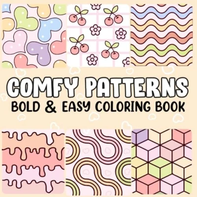Abbildung von Comfy Patterns Bold And Easy Coloring Book: Big, Simple Cute Design For Kids Adults Relaxation