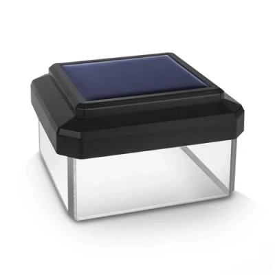 Abbildung von Green Blue LED Solarlampe für Zaunpfähle Gartenlicht mit Dämmerungssensor Warmweiß 4000K Inklusive Akku Kompakte Größe (80x80 mm)