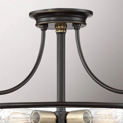 Abbildung von Quoizel QZ Griffin SFM C PNAB Deckenleuchte E27 40W Stahl, klares Glas; palladianische Bronze mit verwitterten Messingakzenten B:52.8cm