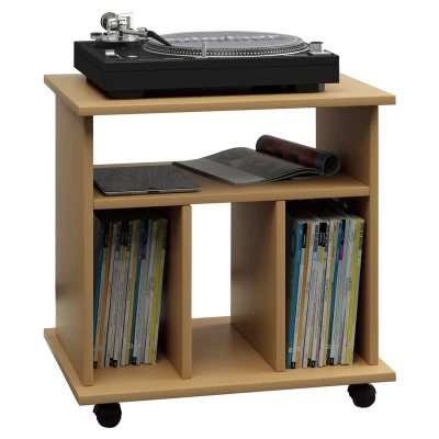 Abbildung von VCM TV Rack Holz Schallplatten LP Regal Rollen Retal