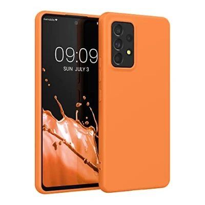 Abbildung von kwmobile Hülle kompatibel mit Samsung Galaxy A53 5G weiches TPU Silikon Case Cover geeignet für kabelloses Laden Fruity Orange