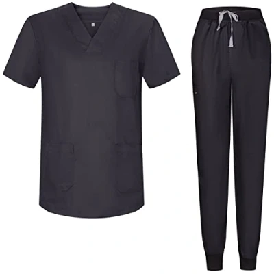 Abbildung von MISEMIYA Unisex Schrubb Set Medizinische Uniform mit Oberteil und Hose 817 8316 Large, Schwarz