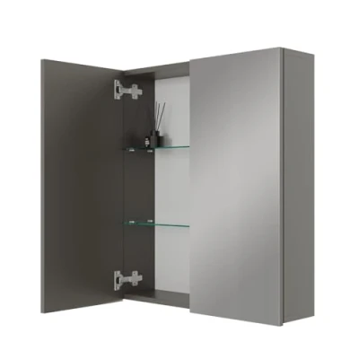 Abbildung von Planetmöbel ARIA Spiegelschrank Bad 60 cm breit Badschrank hängend mit Spiegel Anthrazit, ohne Leuchte und Steckdose, Gäste WC x 70 16