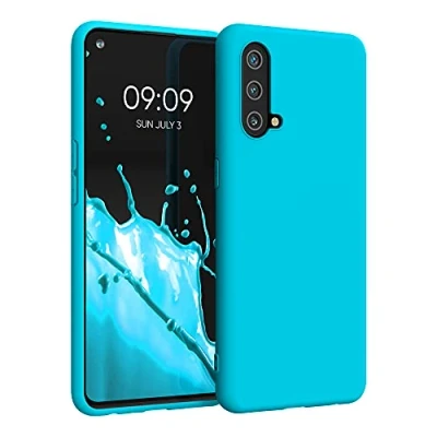 Abbildung von kwmobile Hülle kompatibel mit OnePlus Nord CE 5G weiches TPU Silikon Case Cover geeignet für kabelloses Laden Cool Glacier